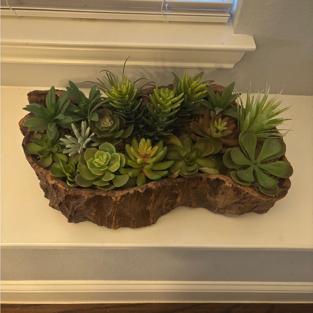 Z Gallerie Green and Brown Faux Floral Succulent Display
